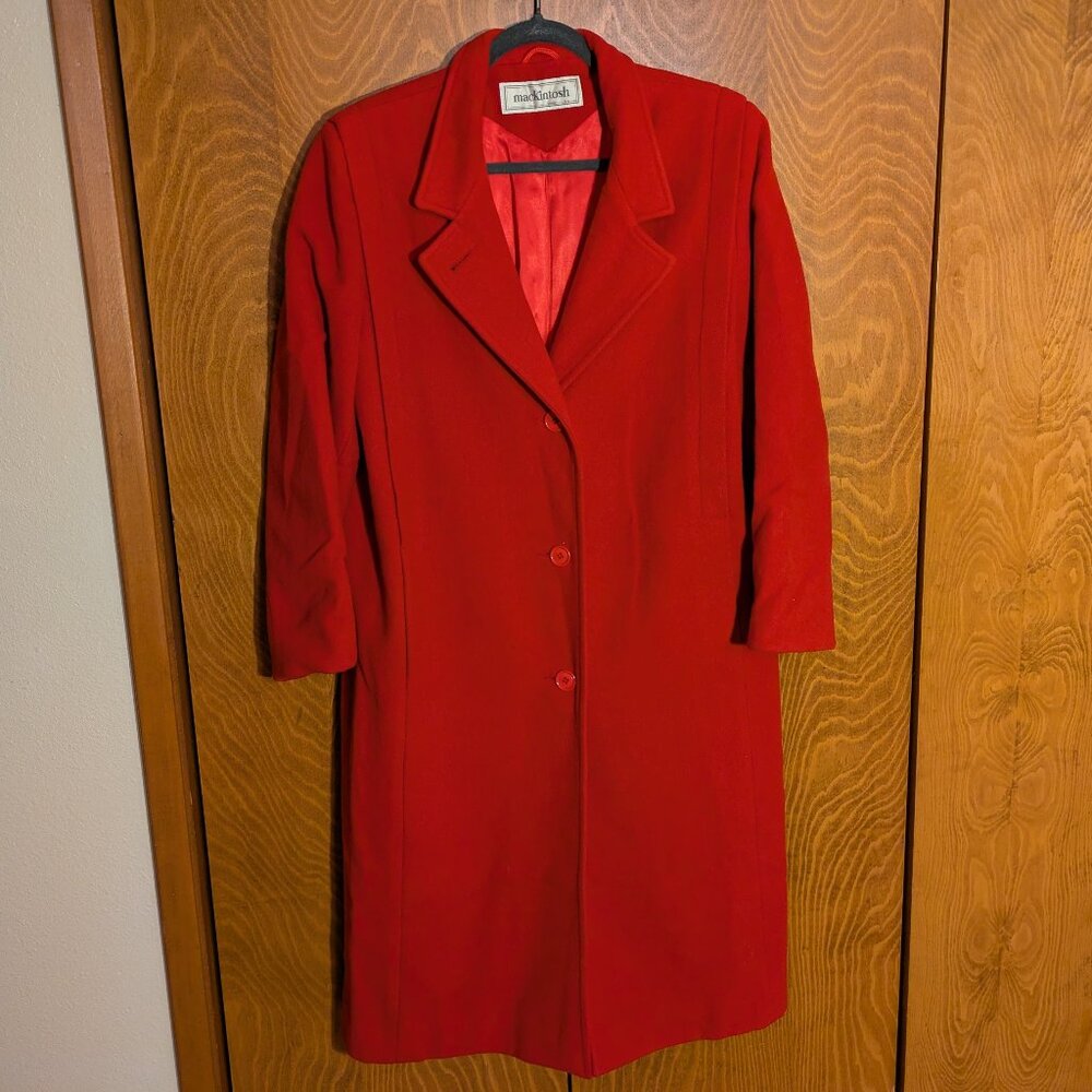 Mackintosh red wool trench coat